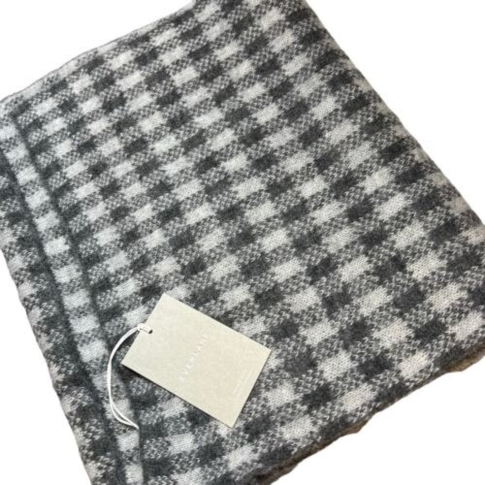 Everlane Scarf Alpaca Merino Wool Grey‎ Plaid Mens Women’s New